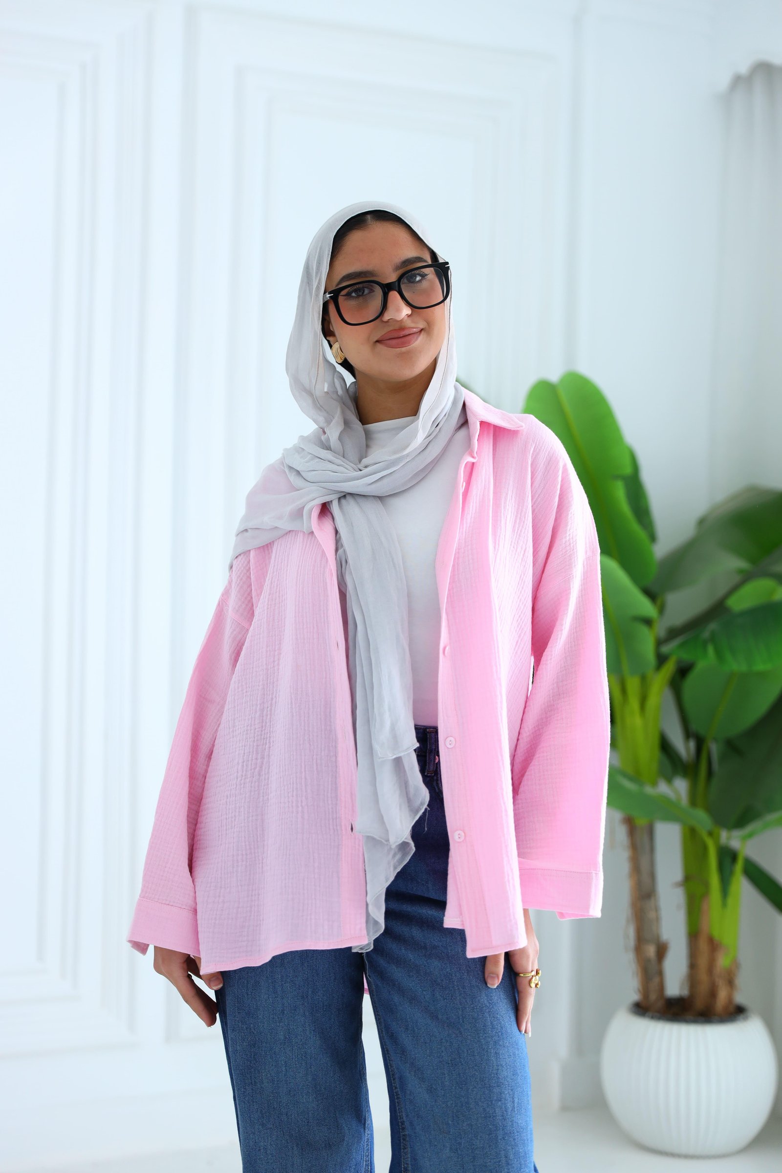 Baby pink crinkle shirt