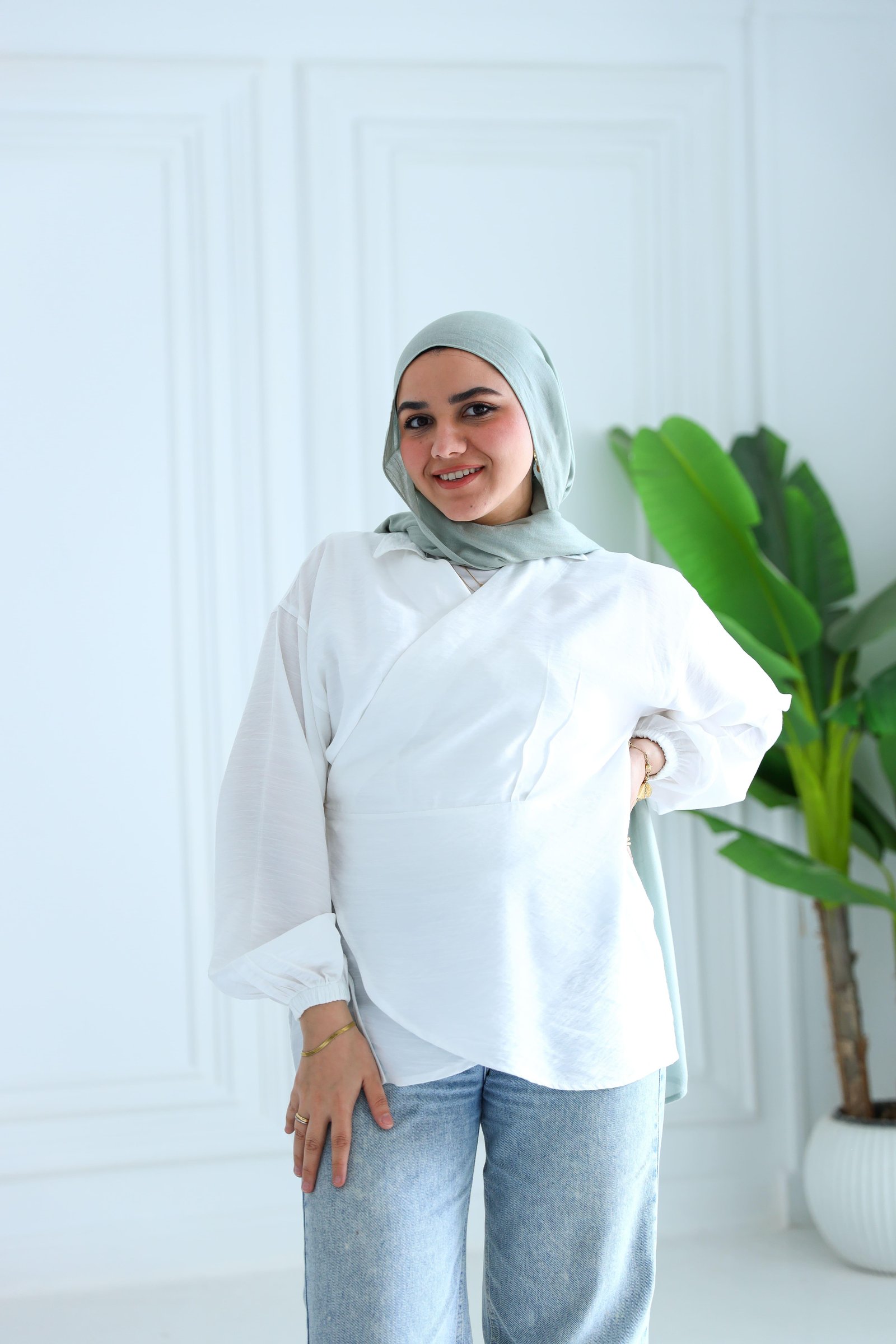White wrapped blouse