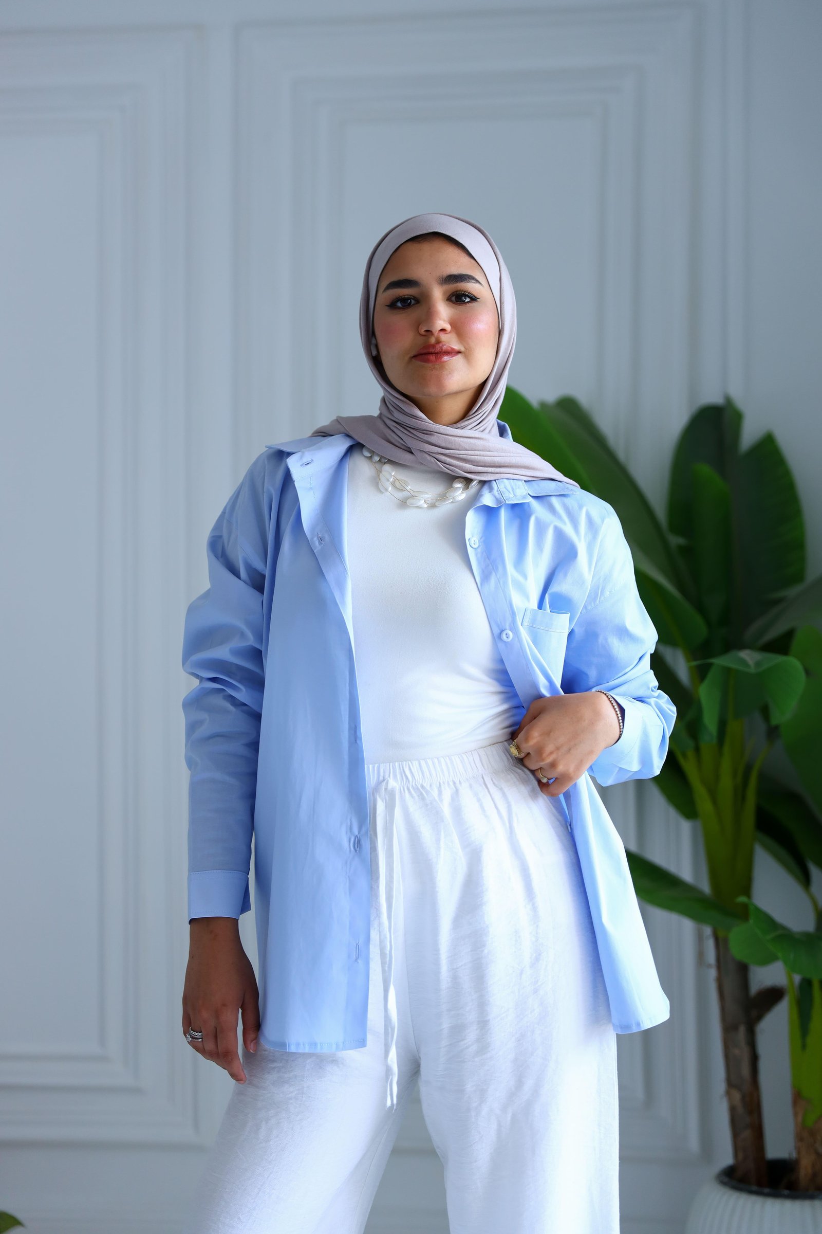 Baby blue poplin shirt