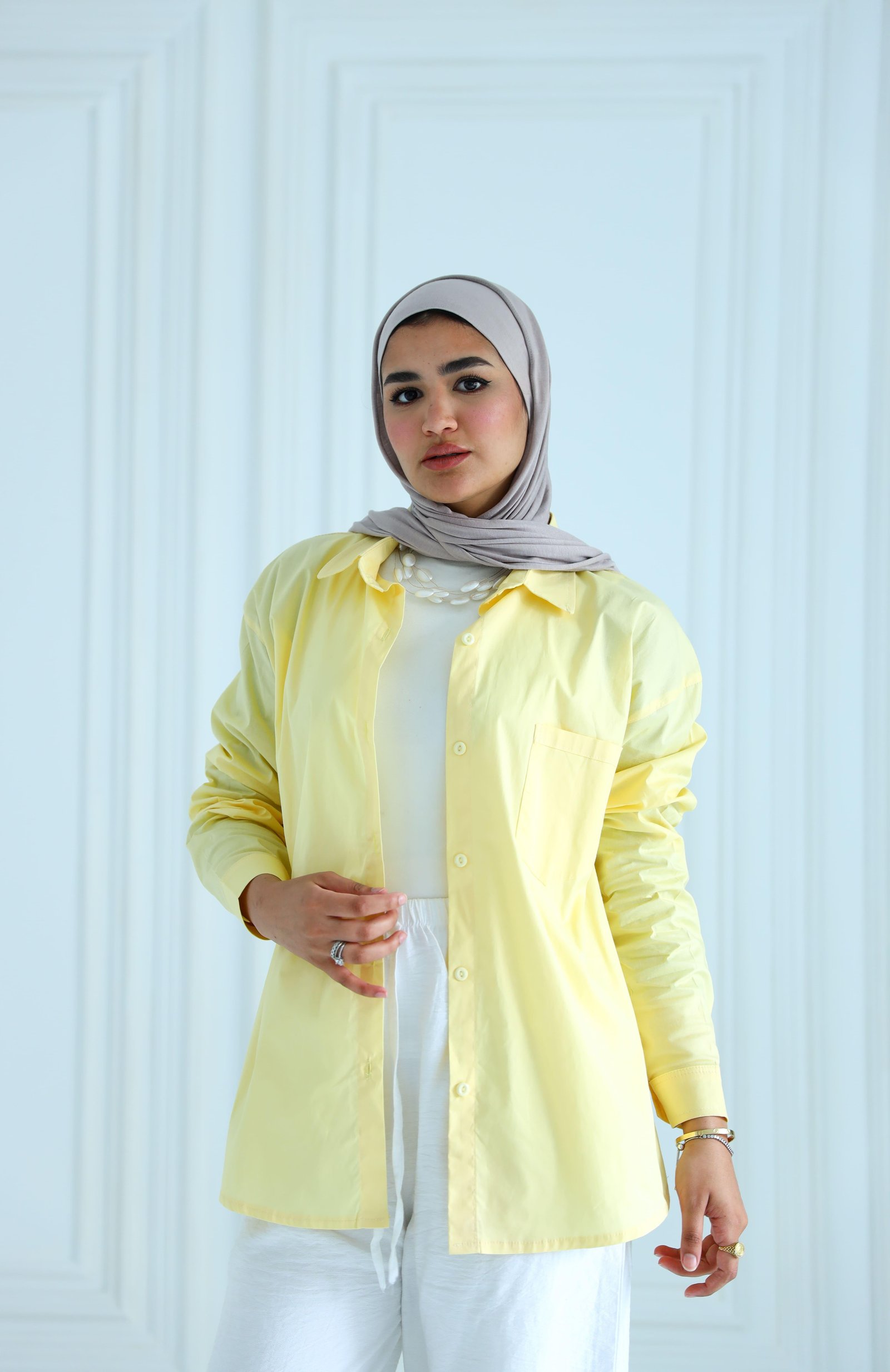 Yellow poplin shirt