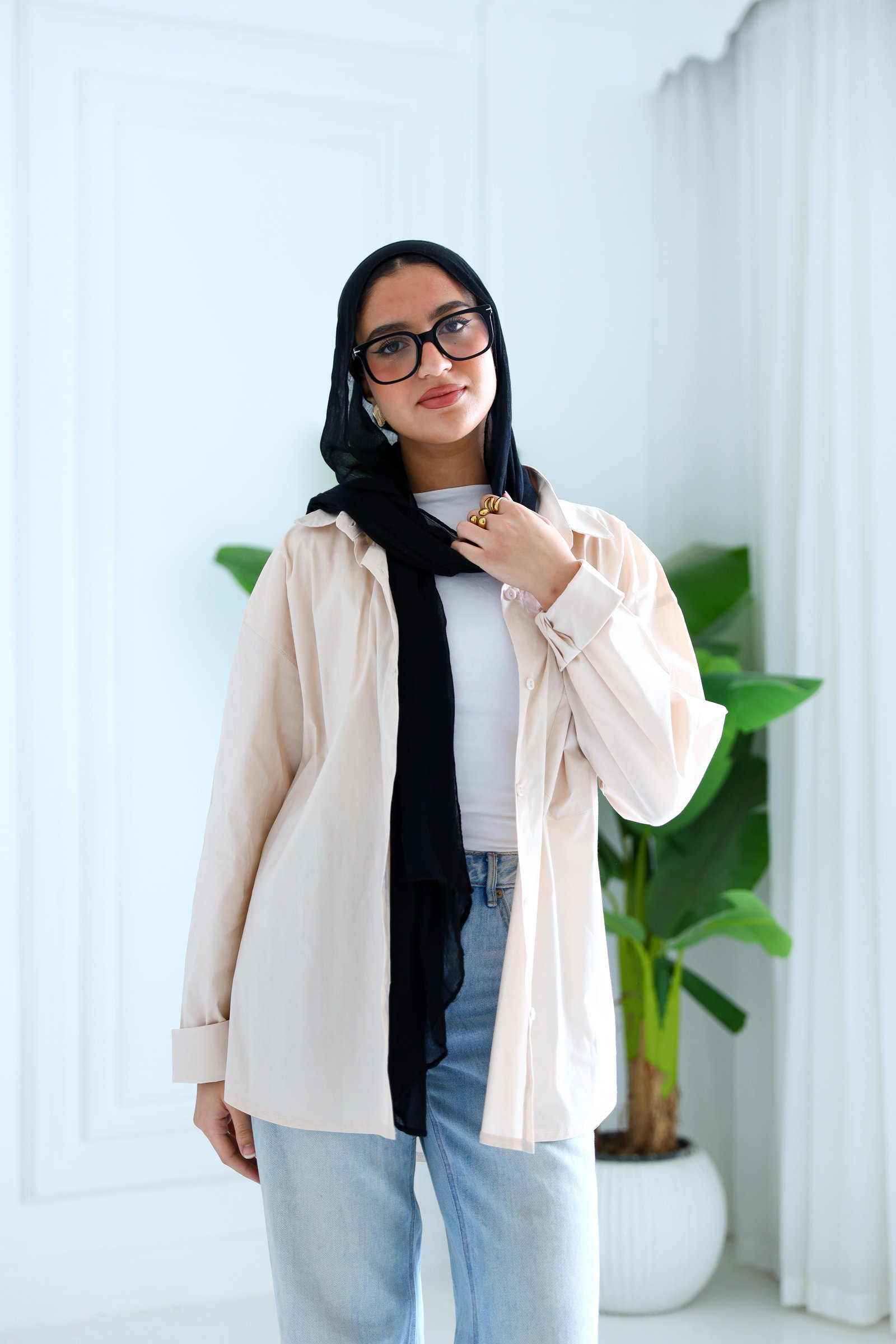 Beige poplin shirt