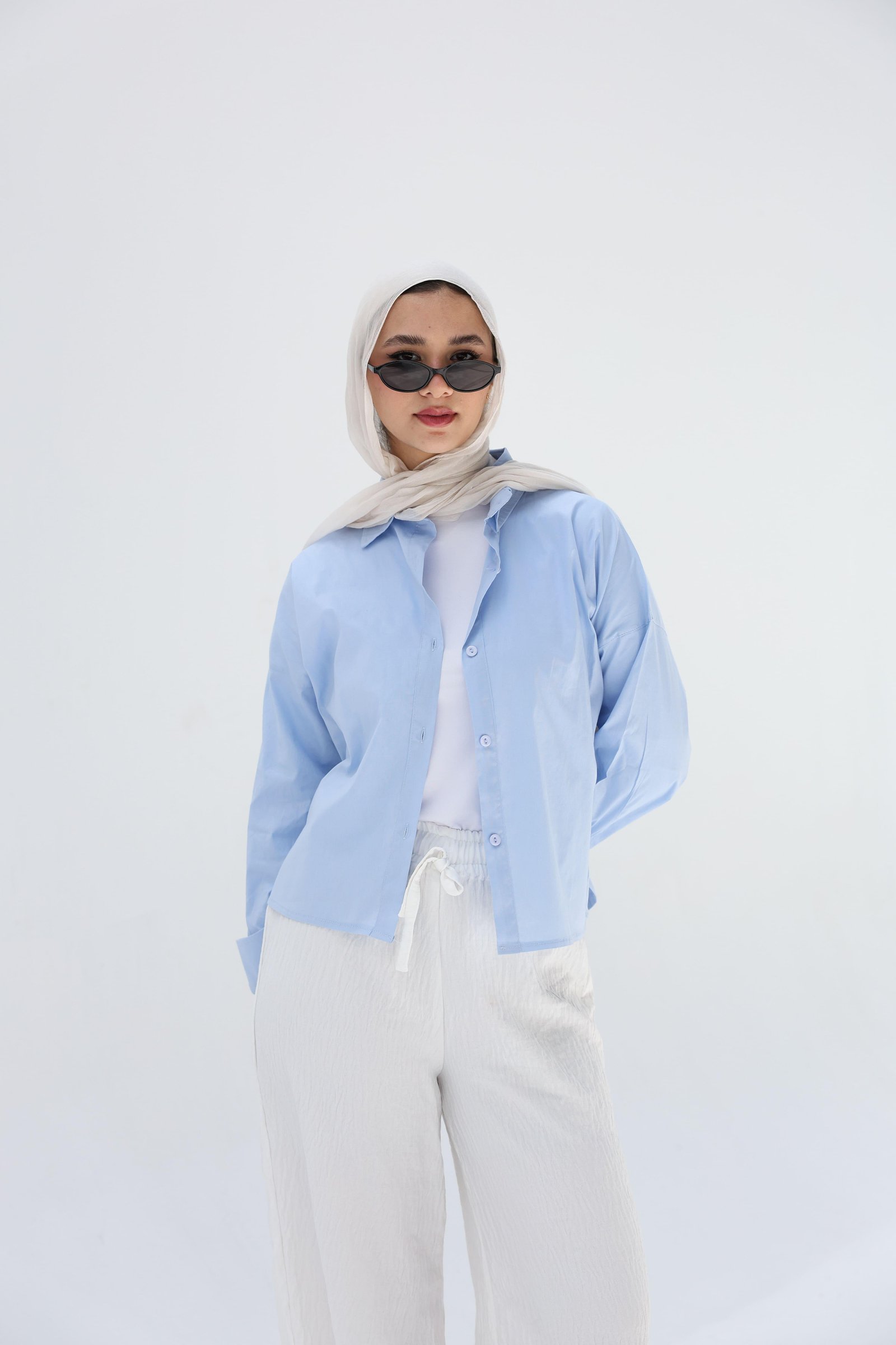 Baby blue cropped shirt
