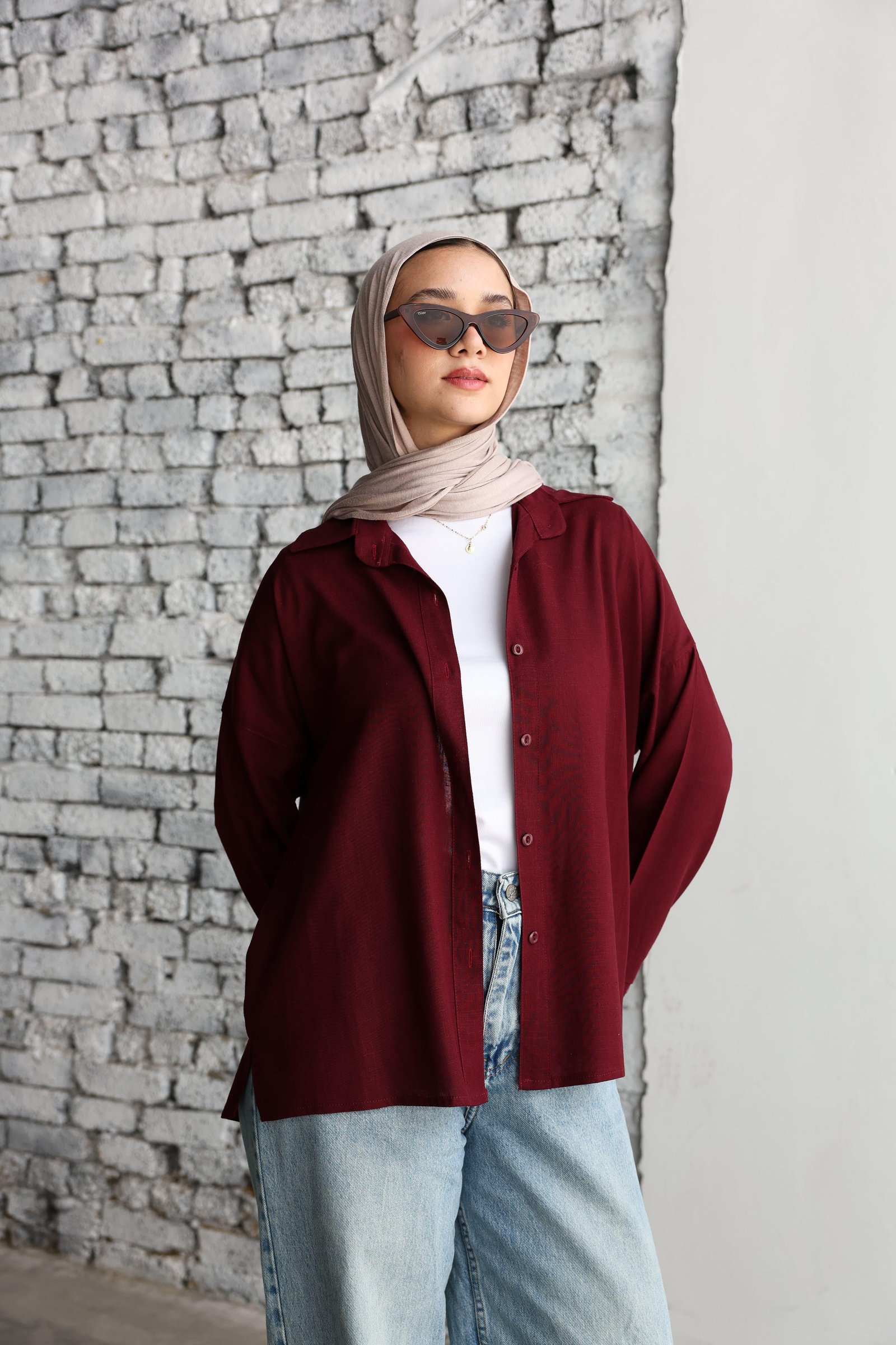 Burgandy Linen Shirt