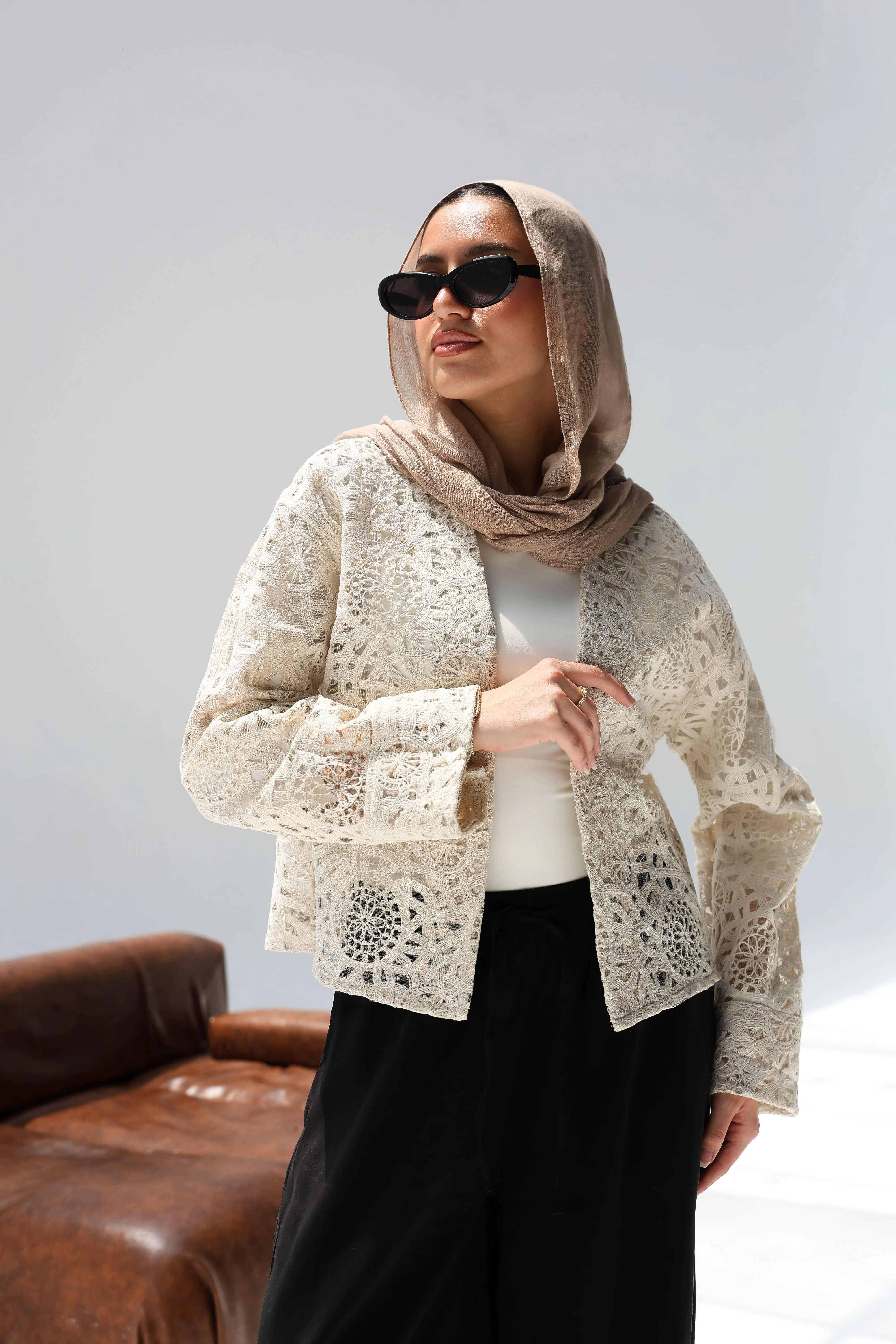 Eyelet kimono