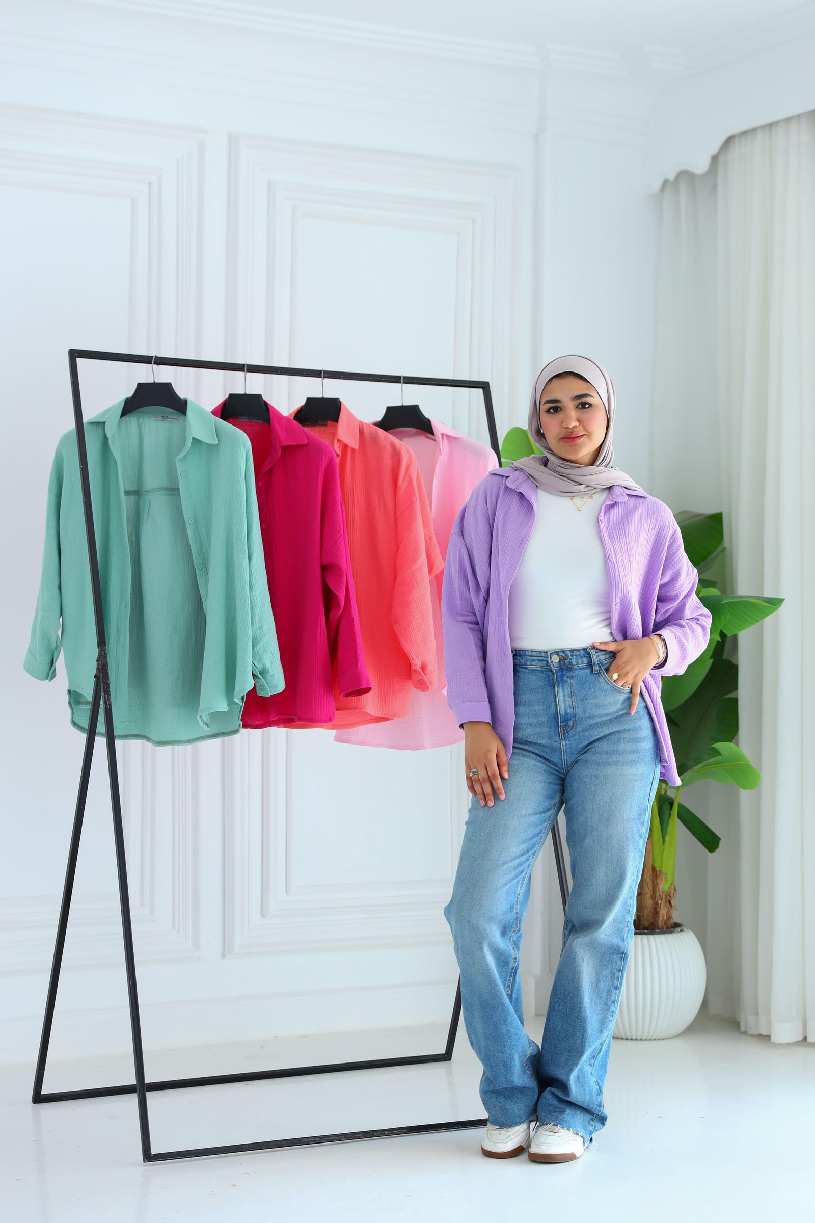 Light purple crinkle shirt gallery image