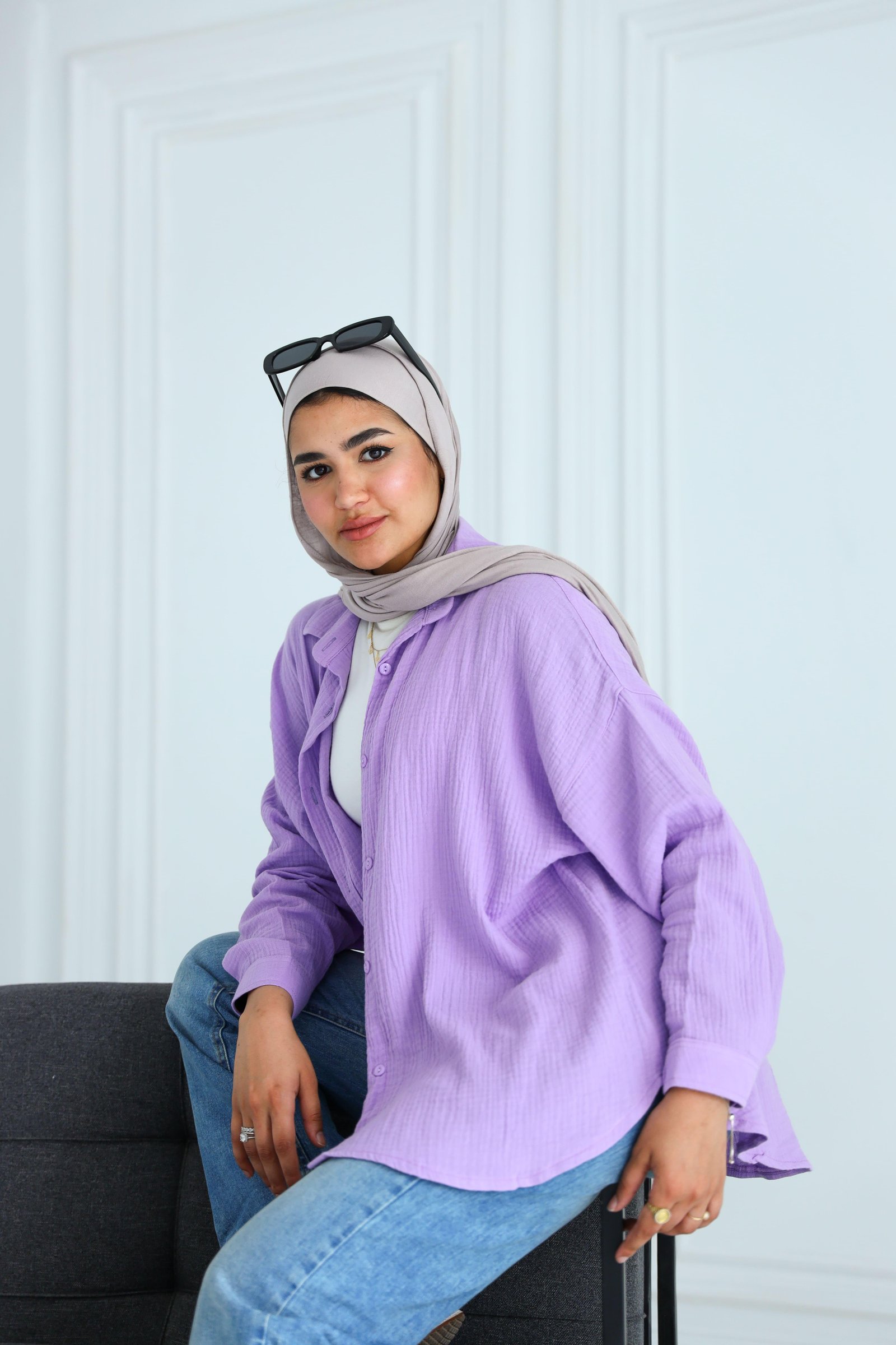 Light purple crinkle shirt gallery image