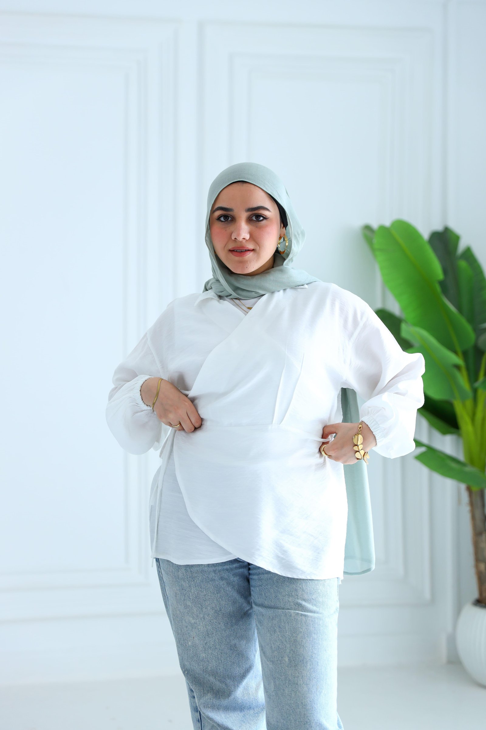 White wrapped blouse gallery image