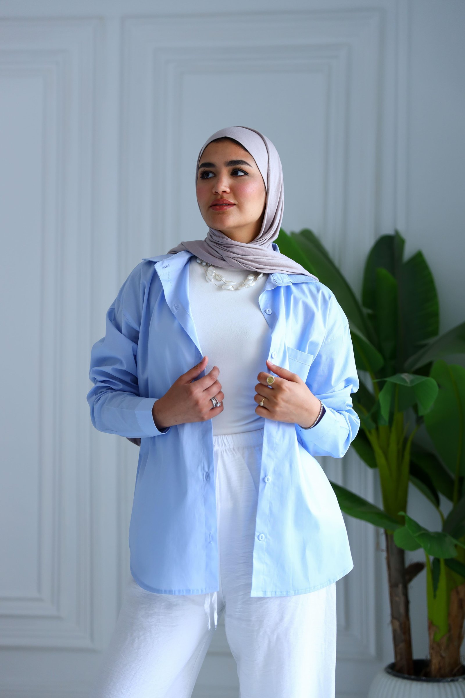 Baby blue poplin shirt gallery image