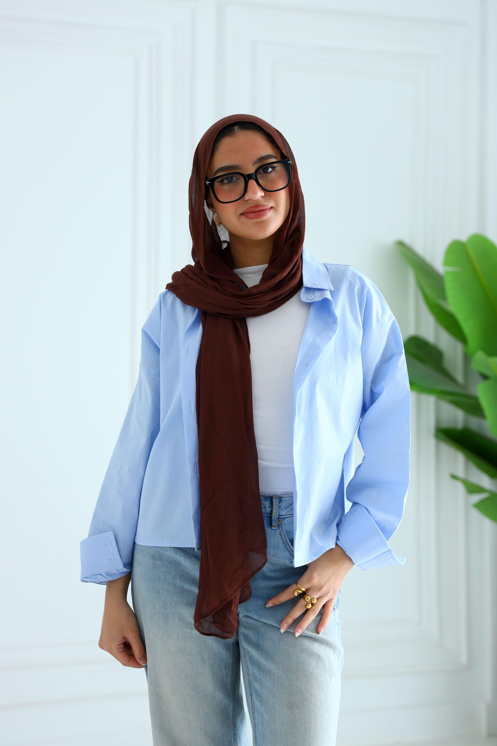 Baby blue cropped shirt