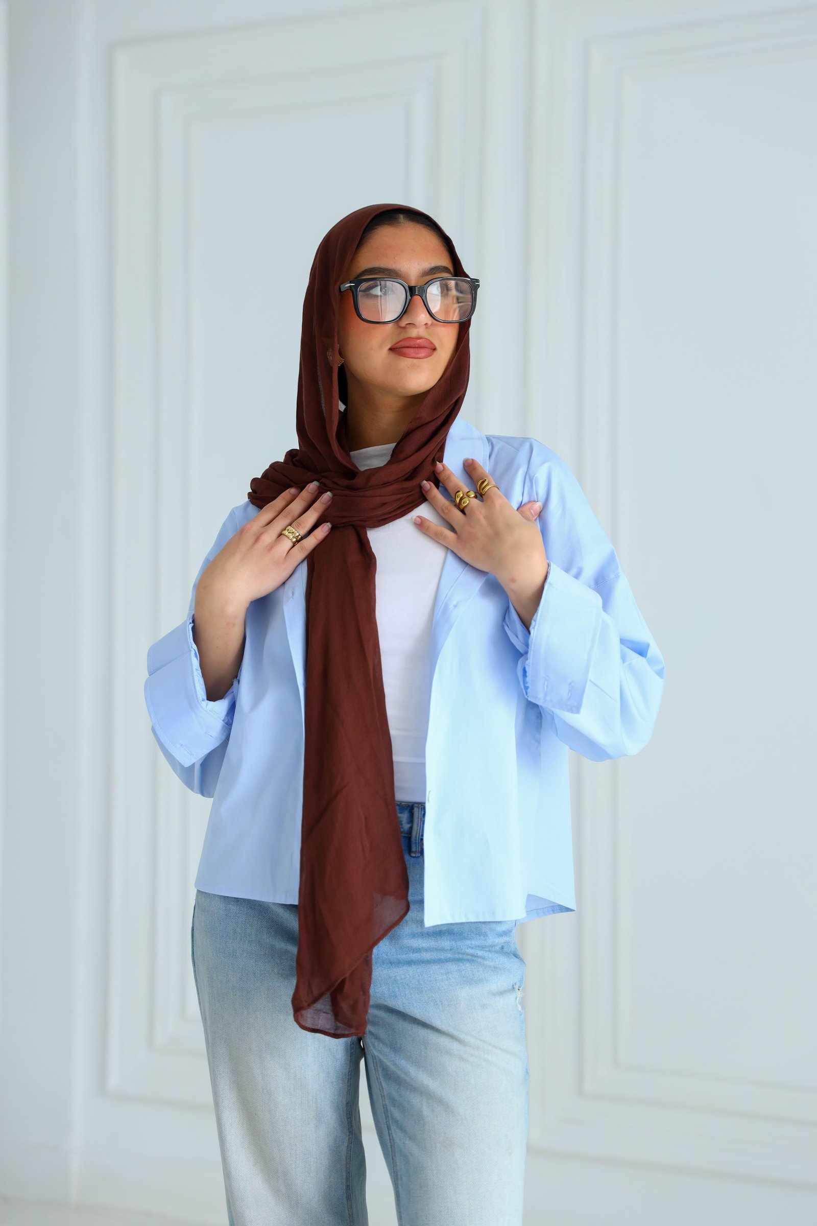 Baby blue cropped shirt