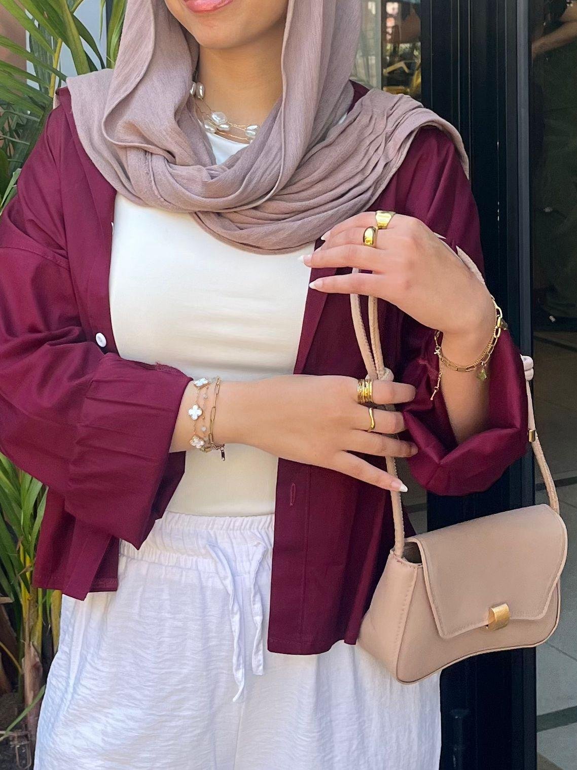 Burgandy cropped shirt