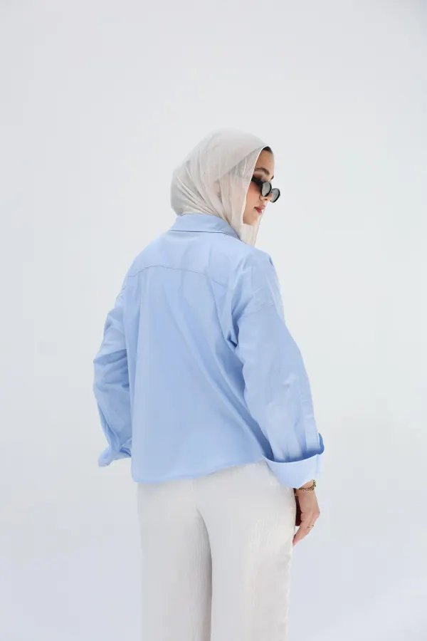 Baby blue cropped shirt
