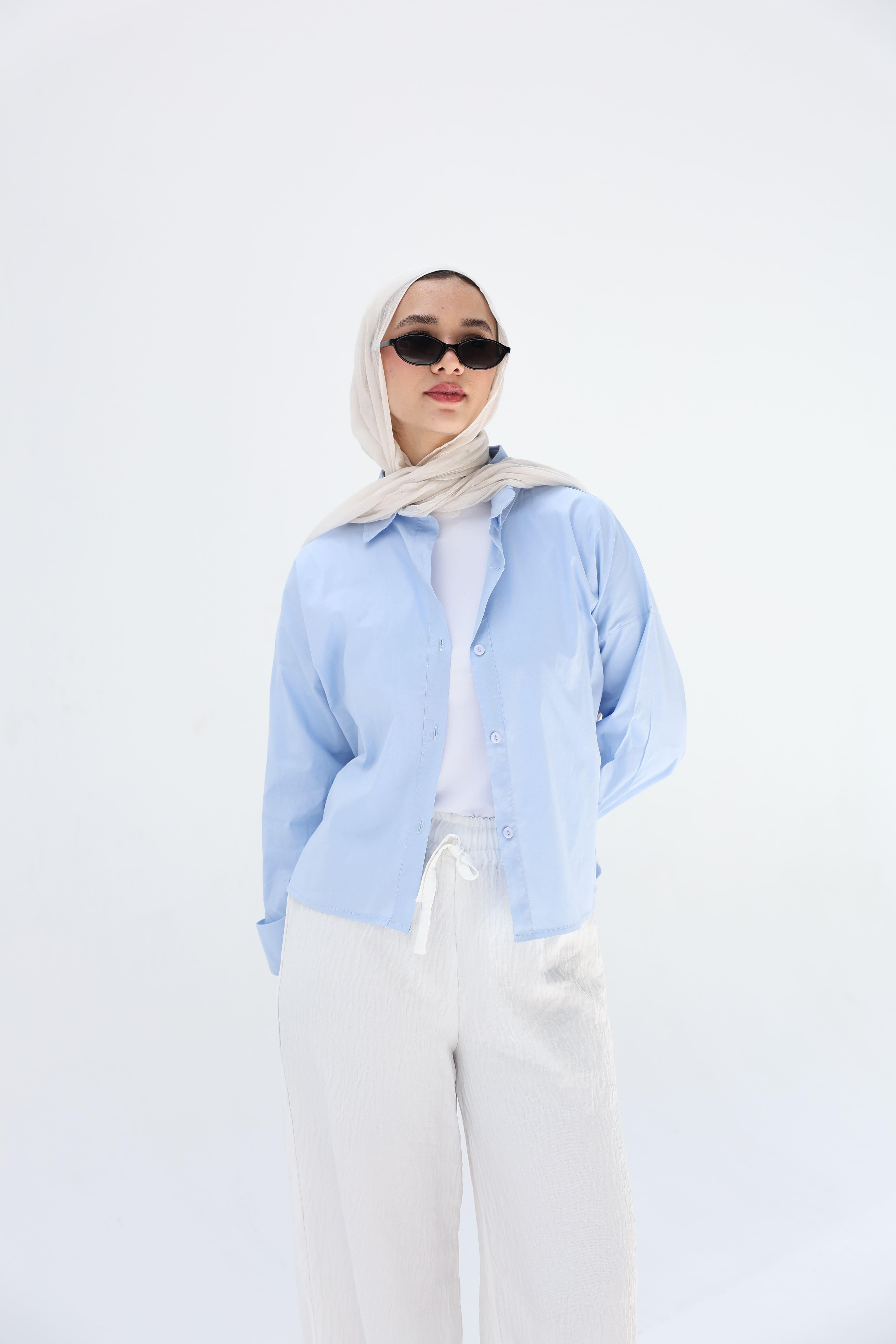 Baby blue cropped shirt