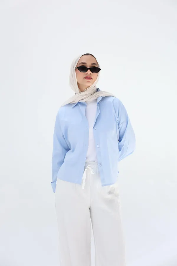 Baby blue cropped shirt