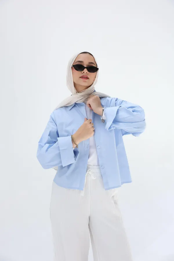 Baby blue cropped shirt