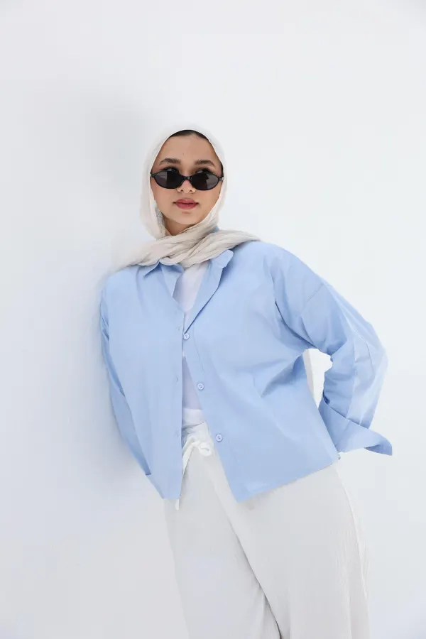 Baby blue cropped shirt