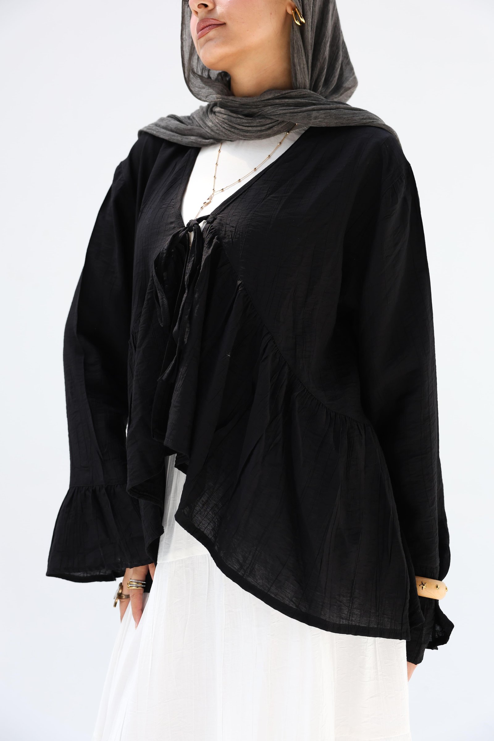 Black Fluffy Blouse