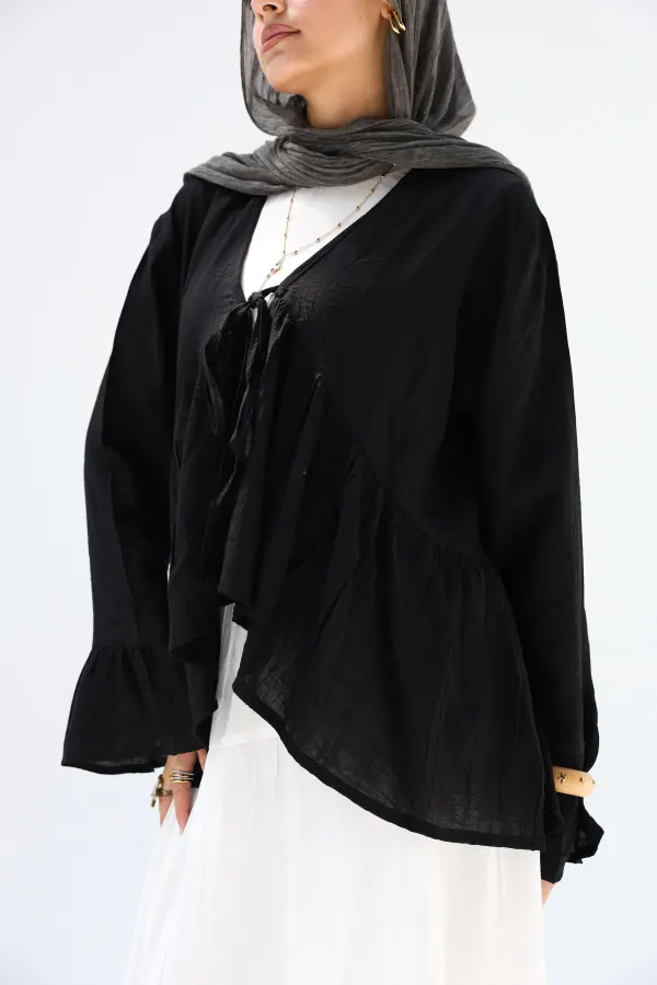 Black Fluffy Blouse