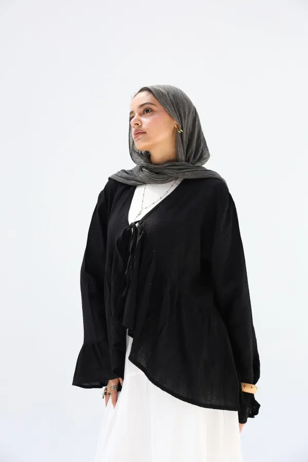 Black Fluffy Blouse