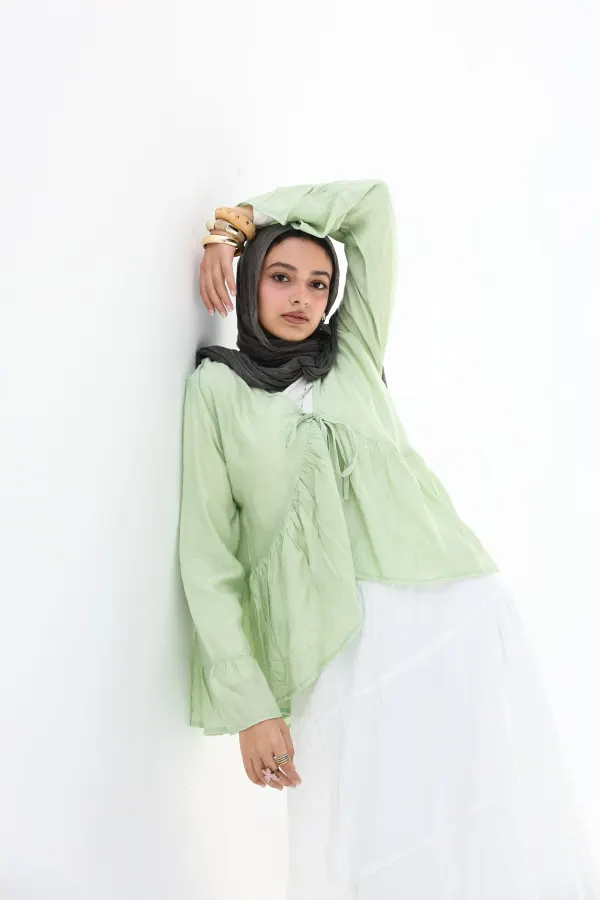 Mint Green Fluffy Blouse