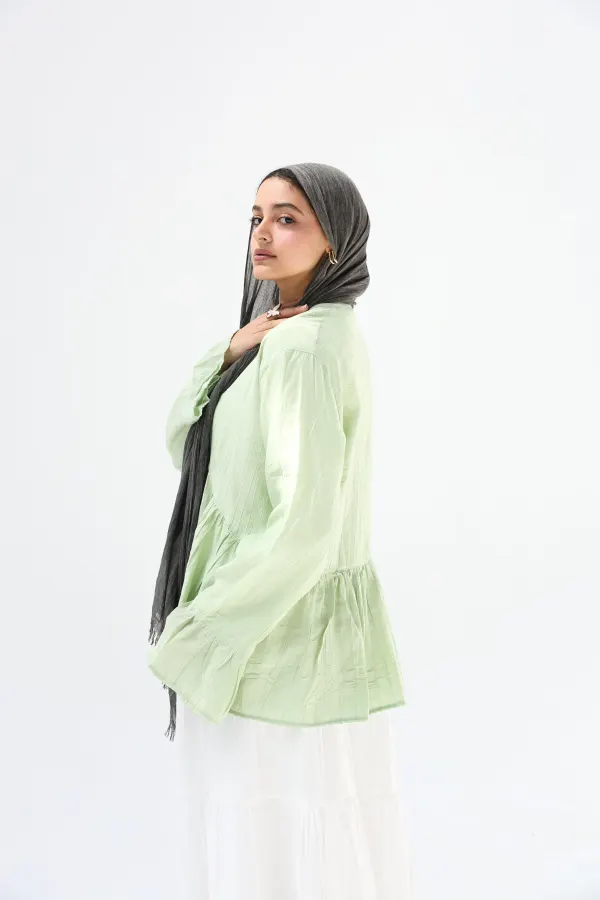 Mint Green Fluffy Blouse