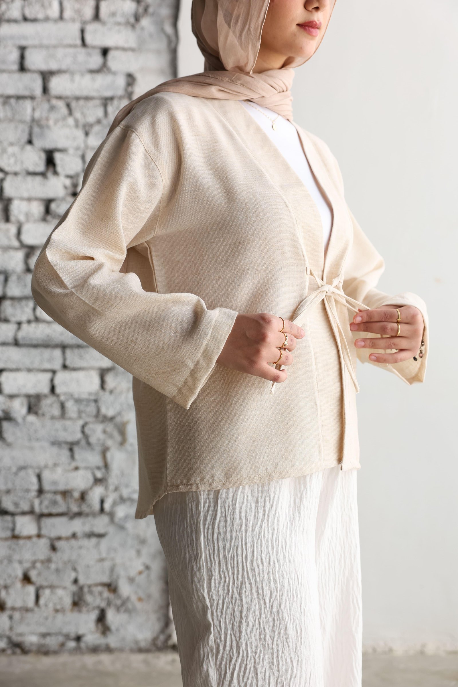 Beige Ribbon Blouse