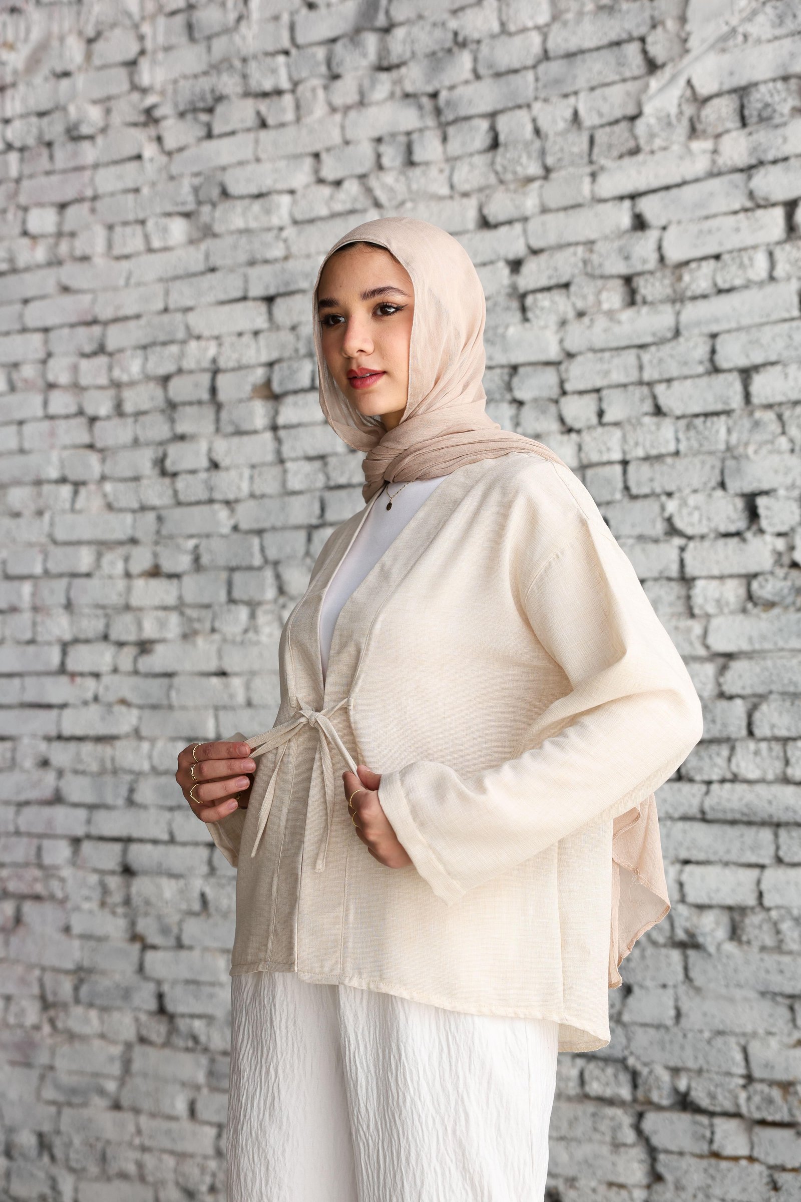 Beige Ribbon Blouse
