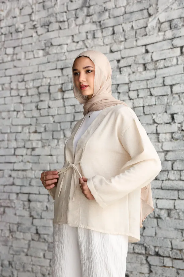 Beige Ribbon Blouse