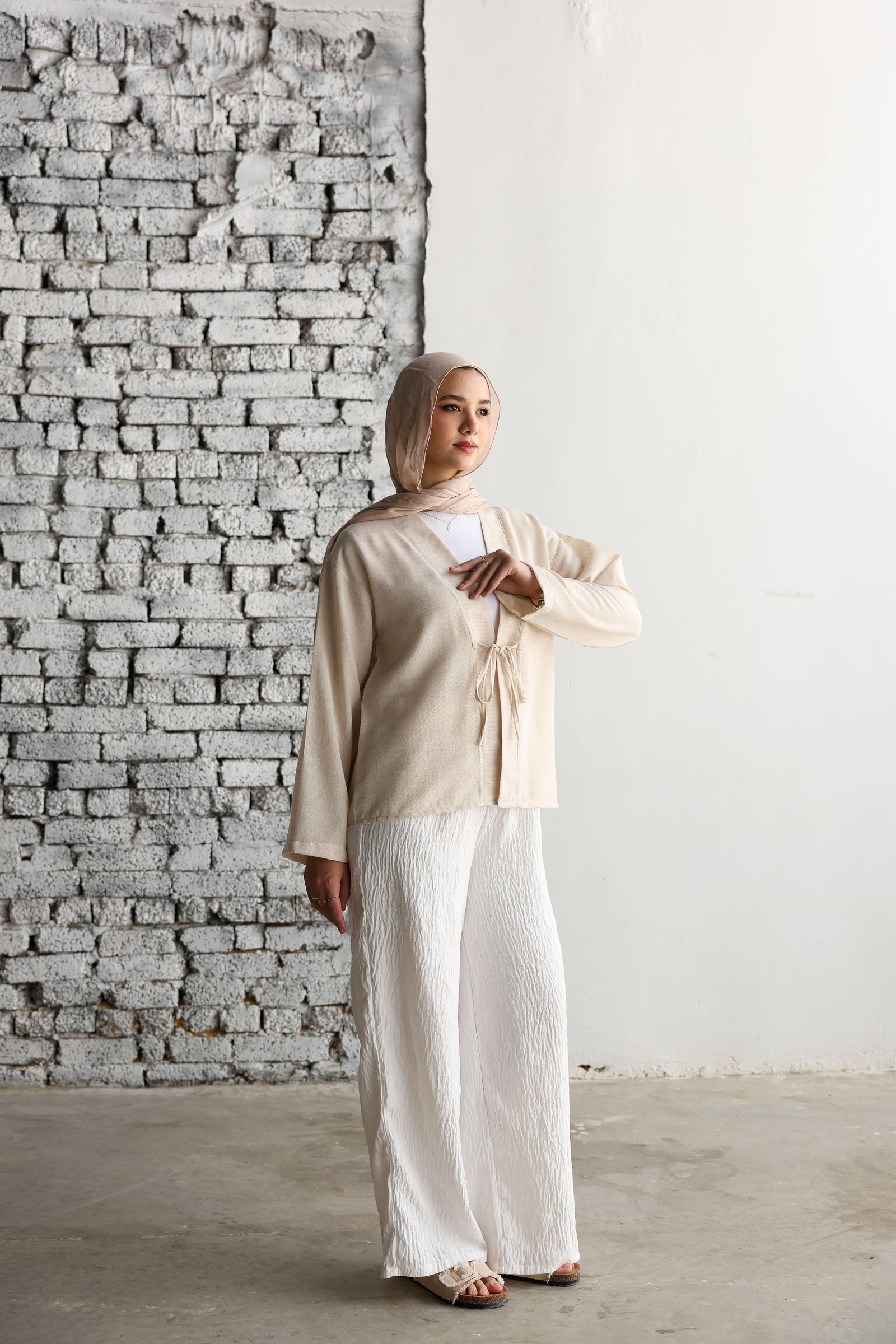 Beige Ribbon Blouse