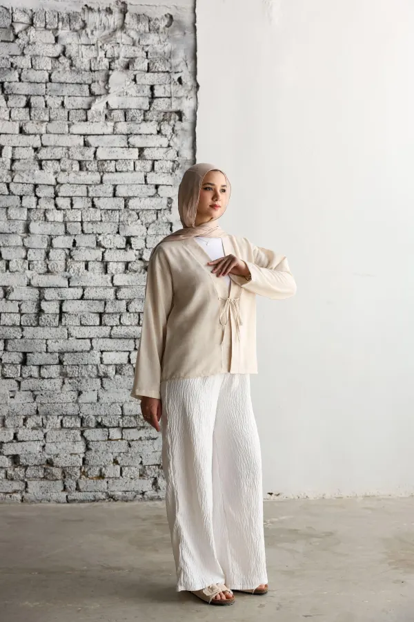 Beige Ribbon Blouse