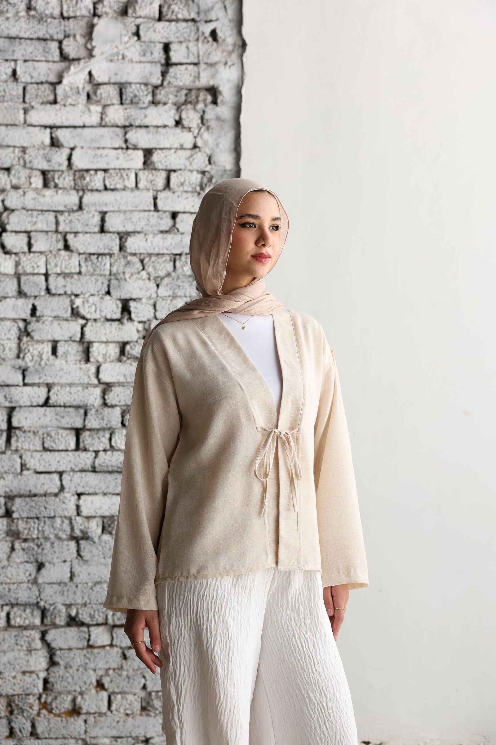 Beige Ribbon Blouse