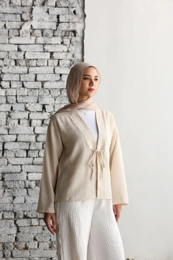 Beige Ribbon Blouse