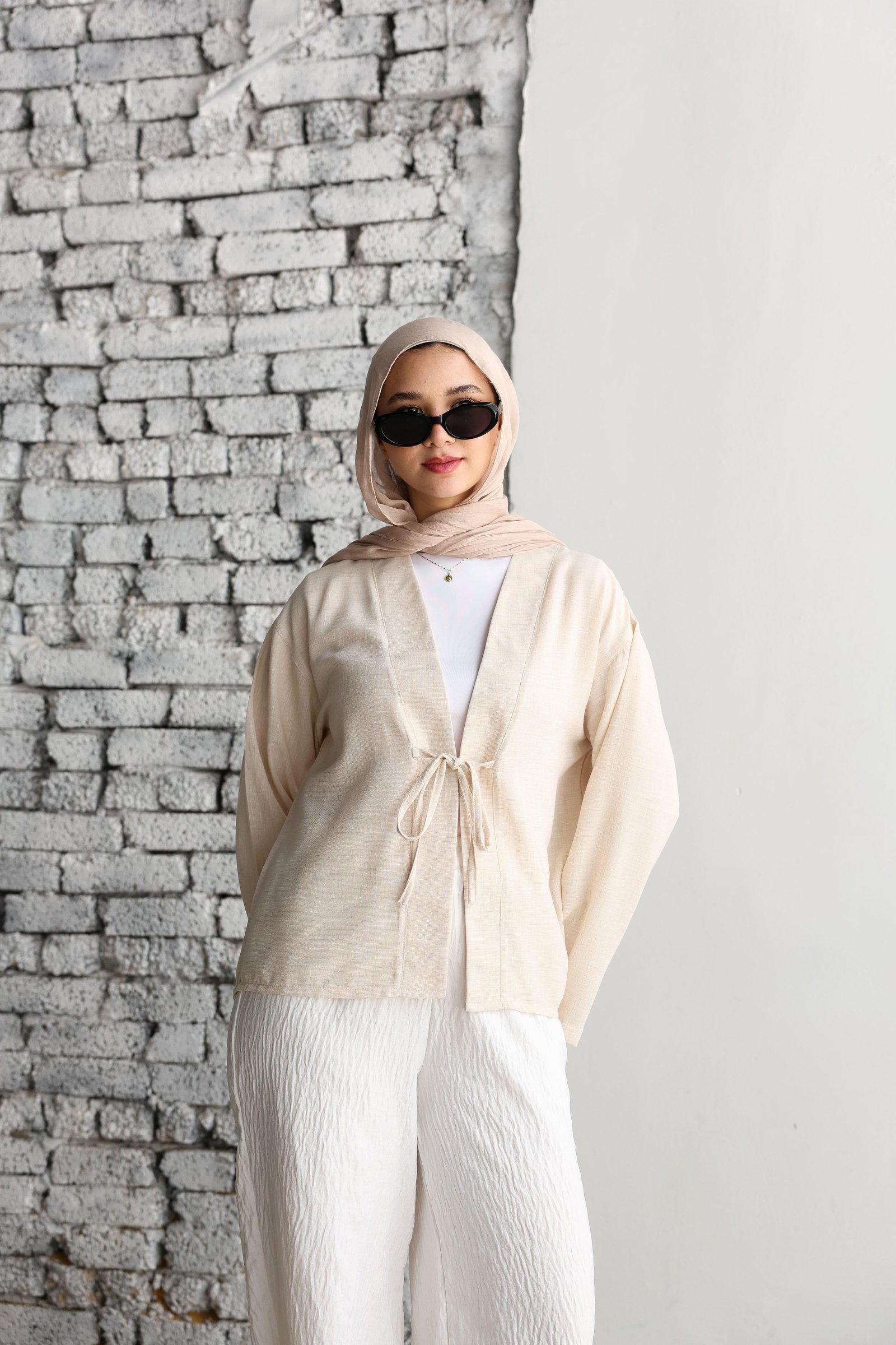 Beige Ribbon Blouse