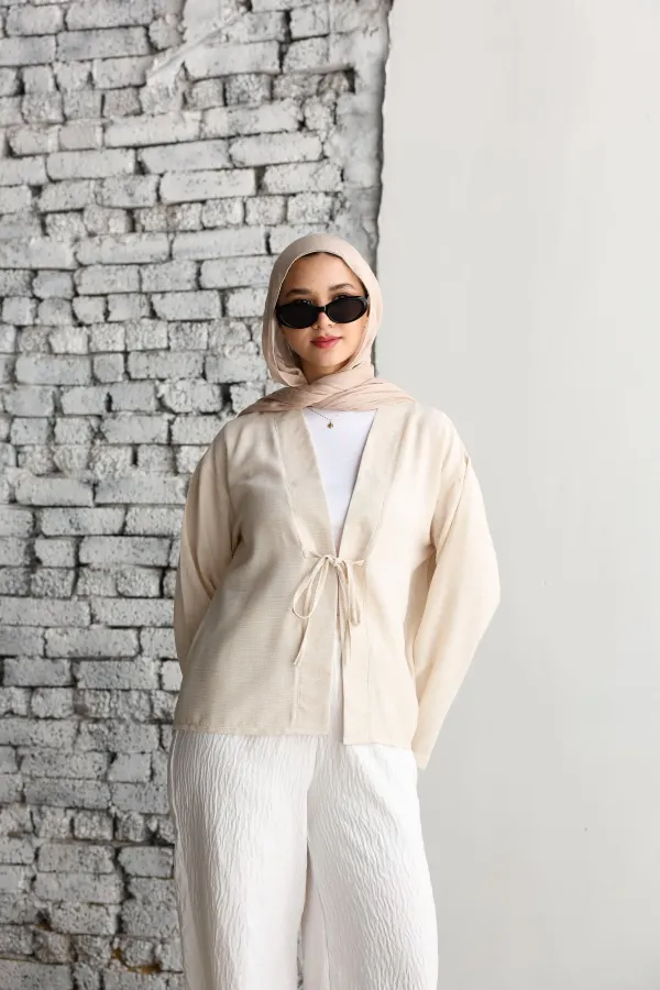 Beige Ribbon Blouse