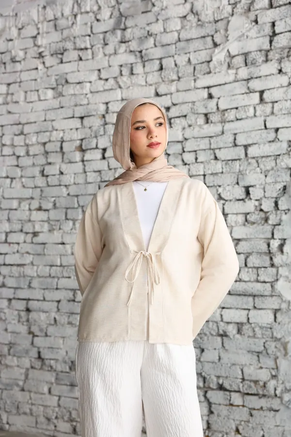 Beige Ribbon Blouse