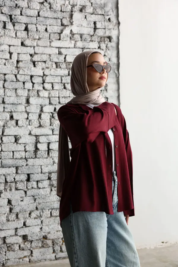 Burgandy Linen Shirt
