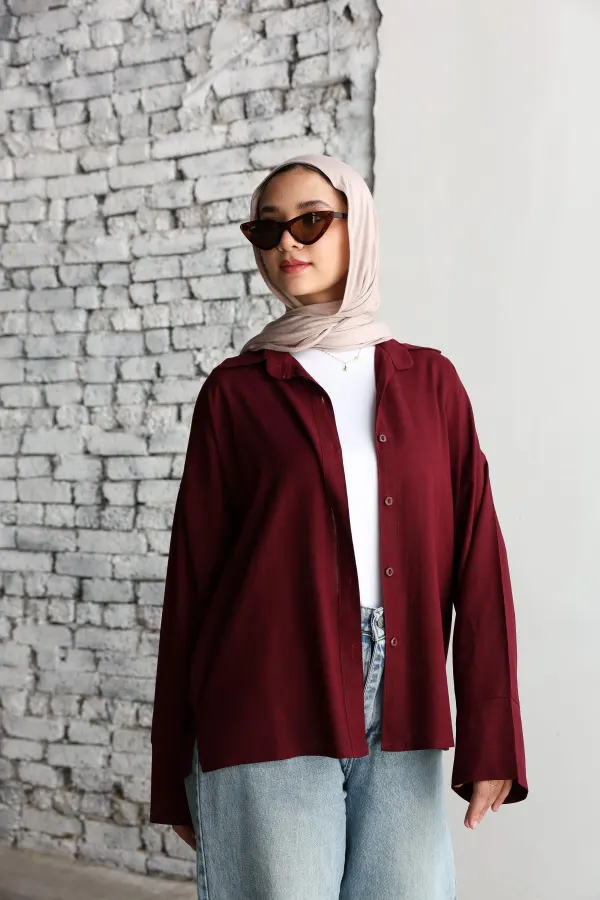 Burgandy Linen Shirt