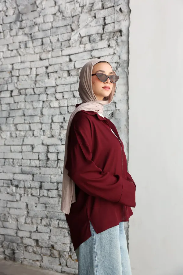 Burgandy Linen Shirt