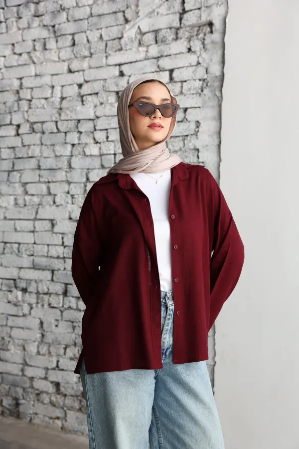 Burgandy Linen Shirt