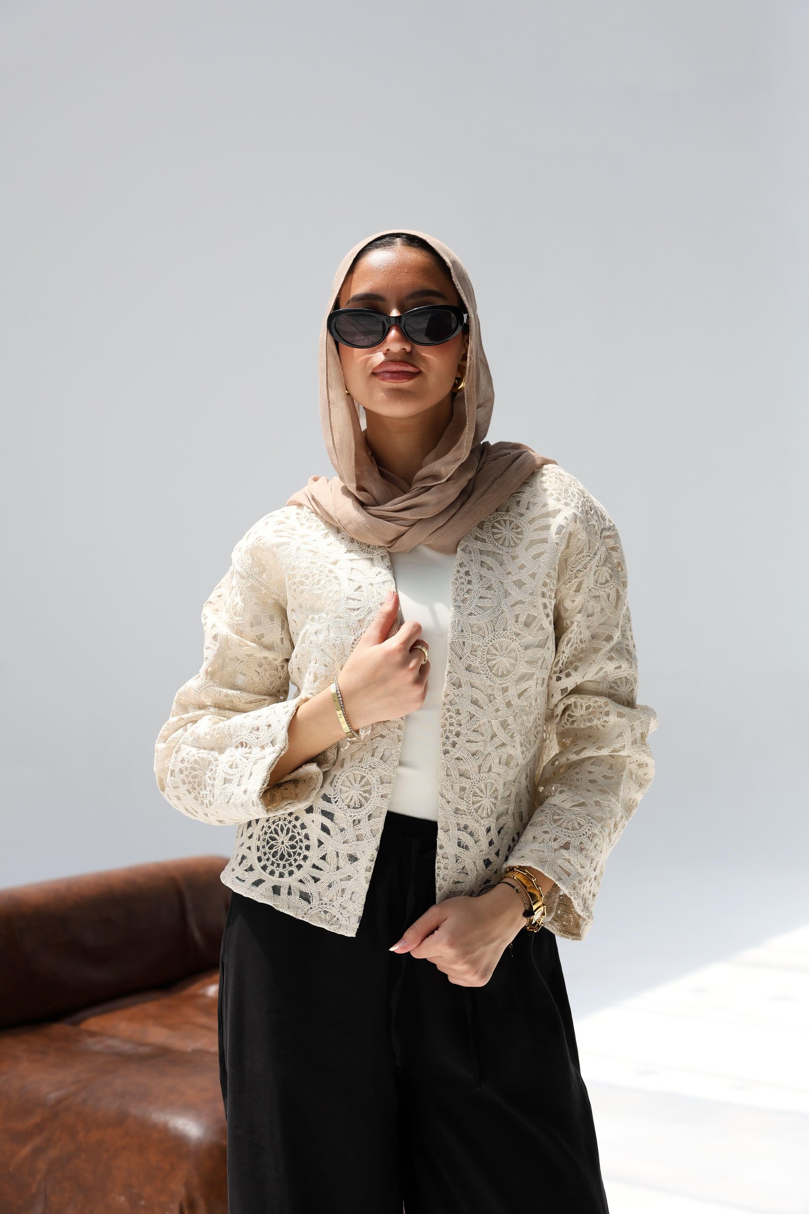 Eyelet kimono