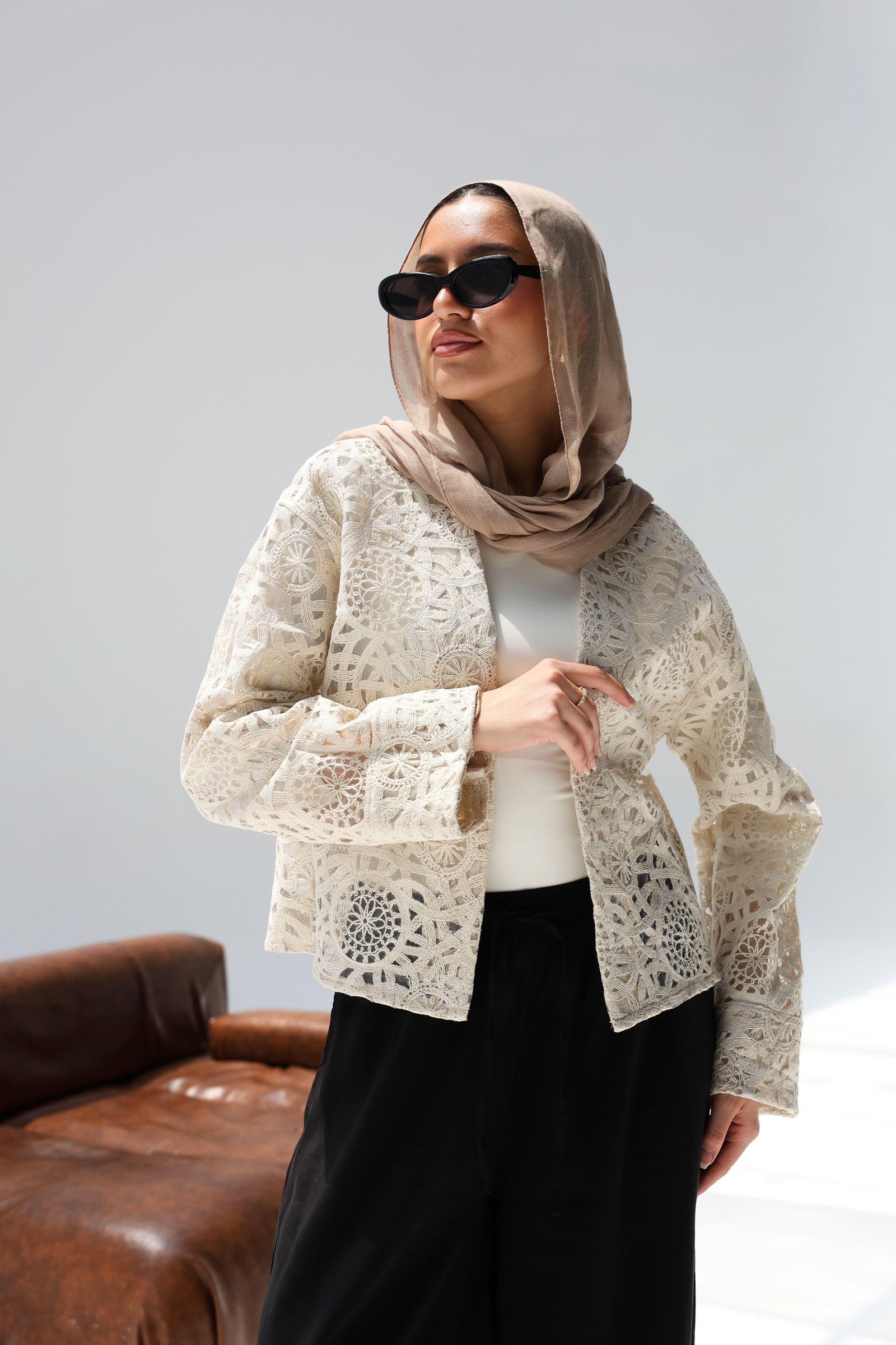 Eyelet kimono