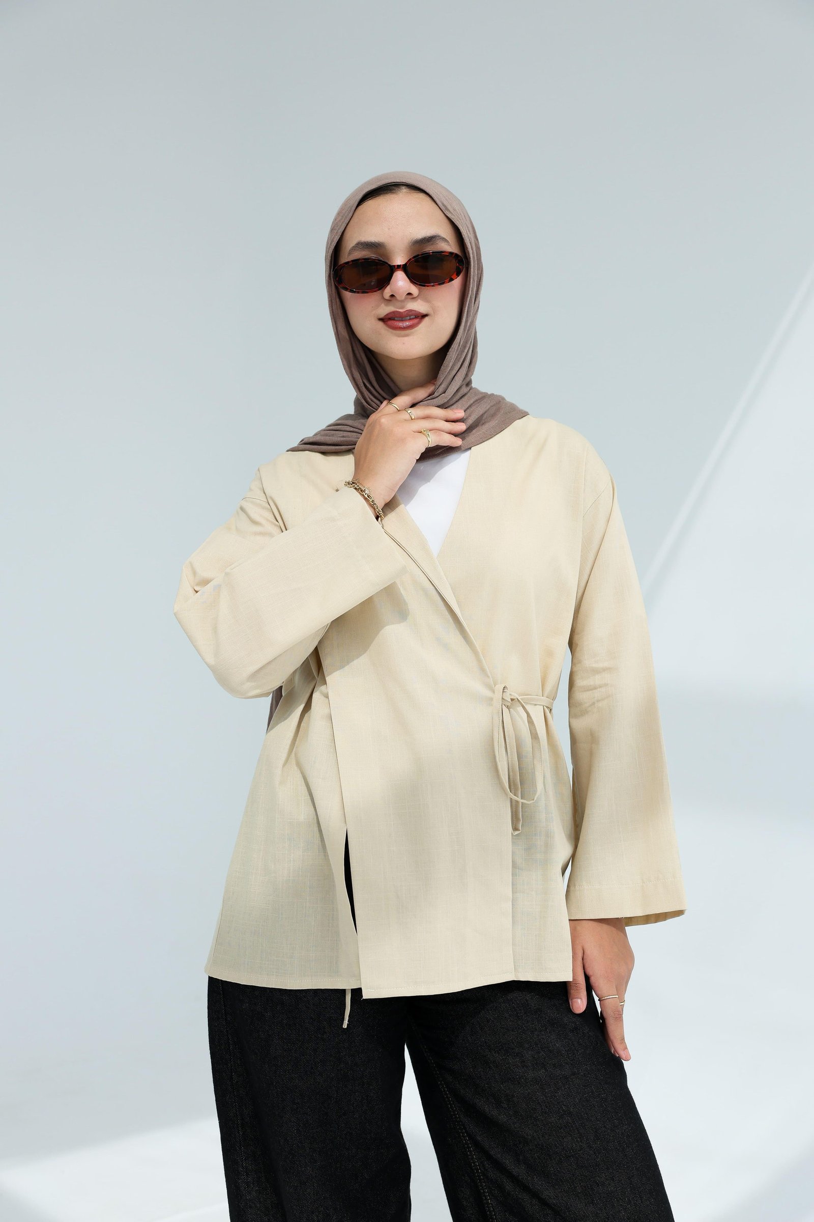 Beige Wrapped blouse